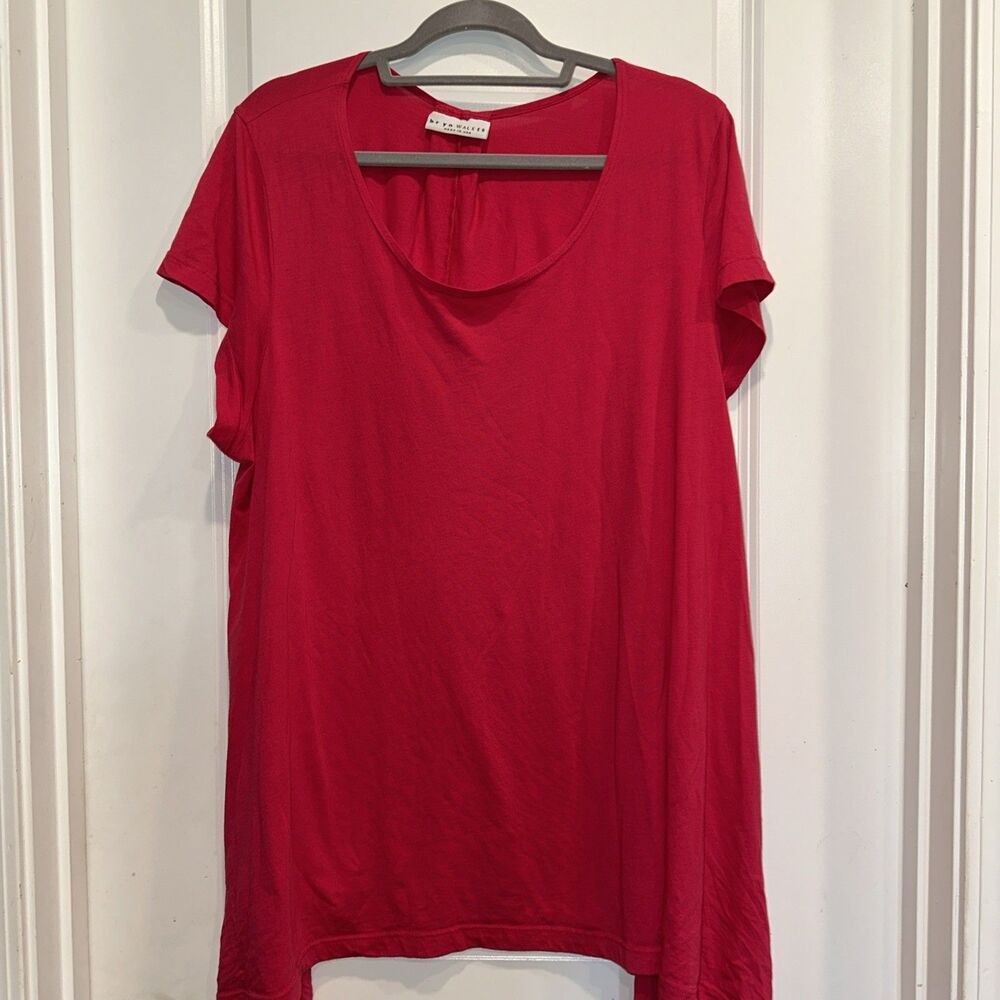 Bryn Walker Top Womens Large Liquid Knit Lagenlook Pink Supima Cotton